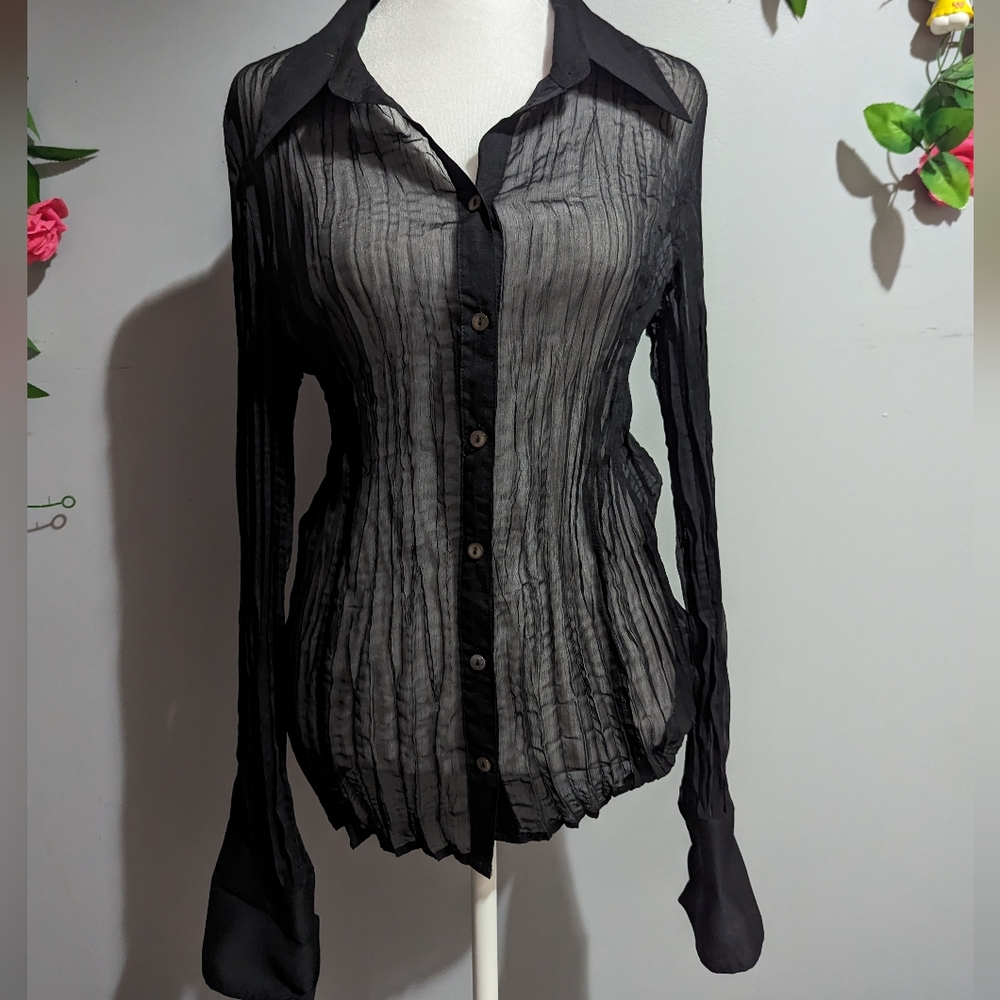 LIV Collection Sheer Button Down